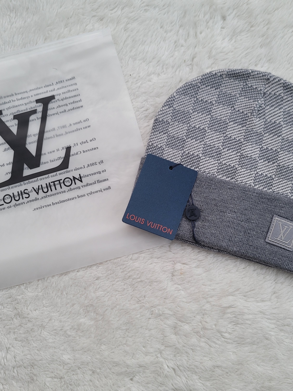 Louis Vuitton Gray Monogram Cuff Beanie
